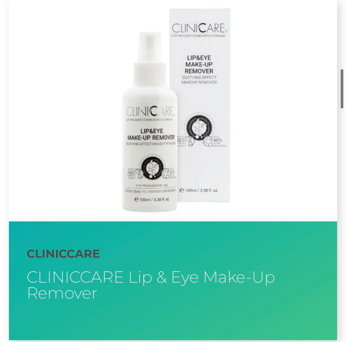 CLINICCARE Lip & Eye Make-Up Remover