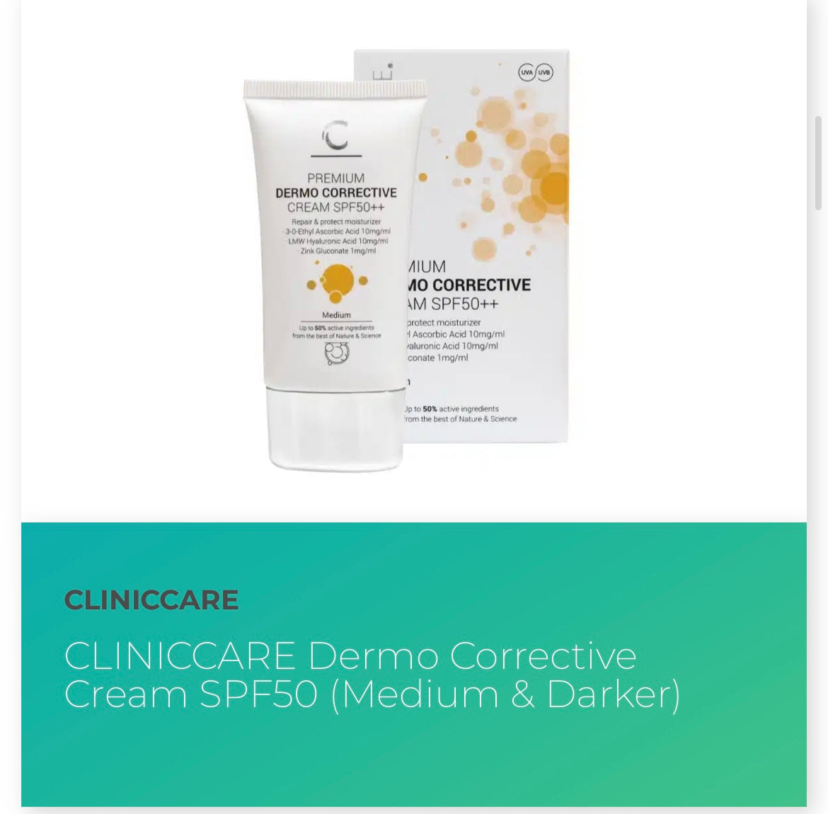 CLINICCARE Dermo Corrective Cream SPF50 (Medium)