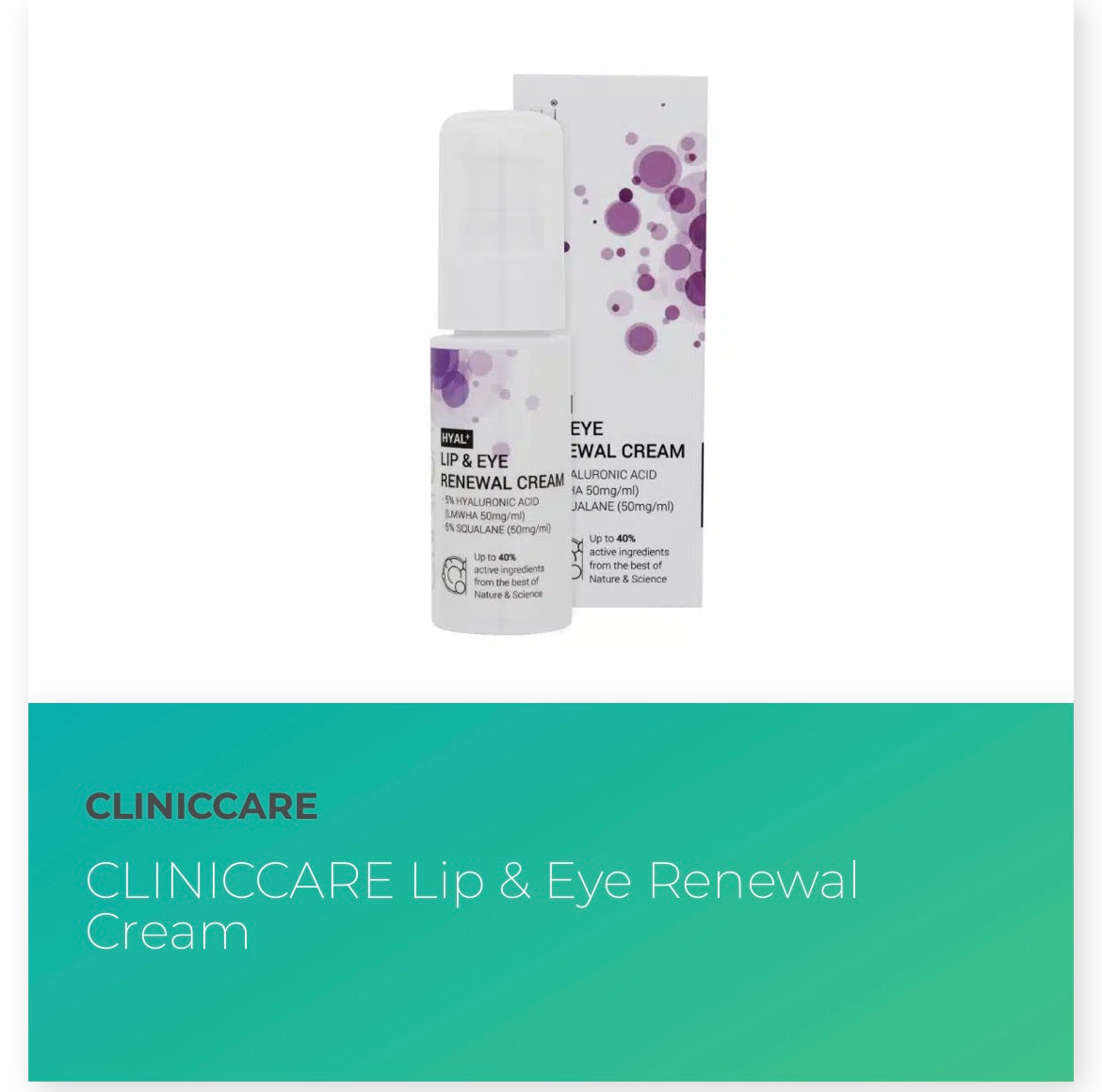 CLINICCARE Lip & Eye Renewal Cream